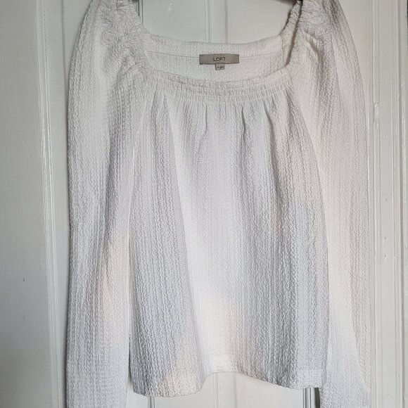LOFT white long sleeve blouse Size M - Picture 4 of 5